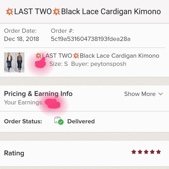 💥LAST ONE💥Black Lace Cardigan Kimono - Picture 5 of 5
